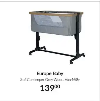 Babypark Europe Baby Zoë Co-Sleeper Grey Wood aanbieding