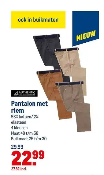 Makro Authentic Pantalon Met Riem aanbieding