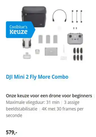 Coolblue DJI Mini 2 Fly Mre Combo aanbieding