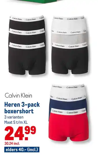 Makro Calvin Klein Heren 3-pack boxershort aanbieding