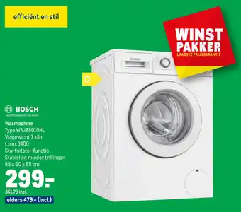 Makro Bosch Wasmachine Type WAJ2801ONL aanbieding