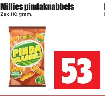 Dirk Millies pindaknabbels Zak 110 gram. aanbieding