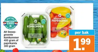 Albert Heijn AH Snoep-groente komkommer 400 gram of paprikamix 300 gram per bak aanbieding