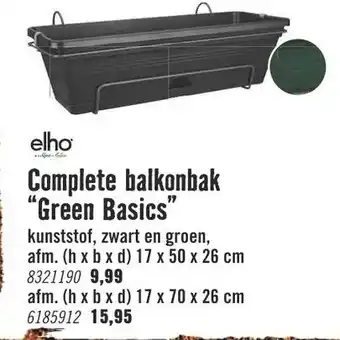 Hornbach Elho Complete balkonbak Green basics 17*50*26 cm aanbieding