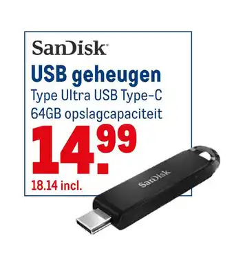 Makro Sandisk USB geheugen aanbieding