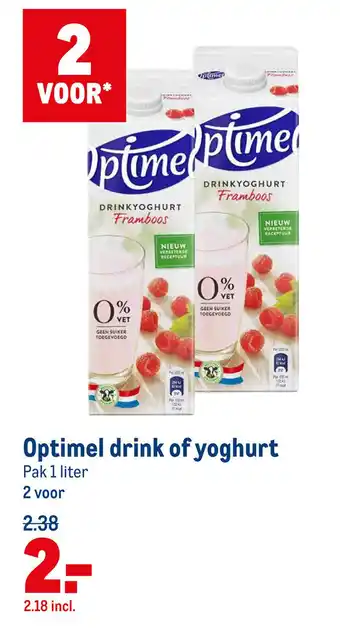 Makro Optimel drink of yoghurt aanbieding