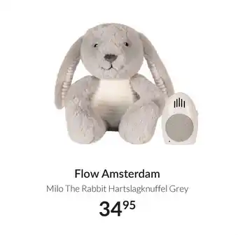 Babypark Flow Amsterdam Milo The Rabbit Hartslagknuffel Grey aanbieding