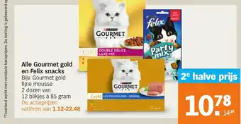 Albert Heijn Alle Gourmet gold en Felix snacks aanbieding