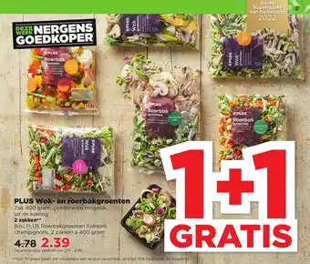 PLUS Wok- en roerbakgroenten Zak 400 gram, çombineren mogelijk, uit de koeling aanbieding