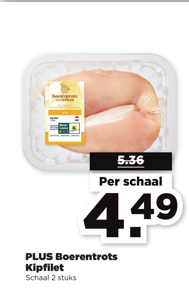 PLUS Boerentrots Kipfilet Schaal 2 stuks aanbieding