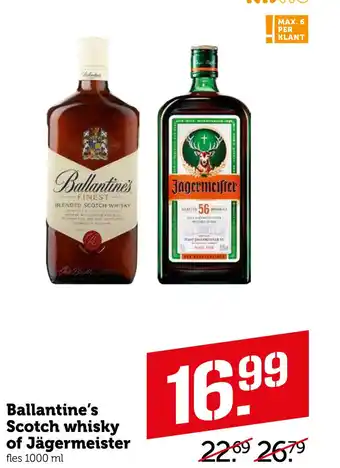 Coop Ballantine's Scotch whisky of Jägermeister aanbieding