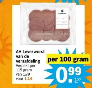 Albert Heijn Ah leverworst van de versafdeling aanbieding