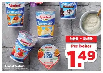 PLUS Almhof Yoghurt Alle bekers à 450-500 gram aanbieding