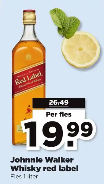 PLUS Johnnie Walker Whisky red label Fles 1 liter Per fles aanbieding