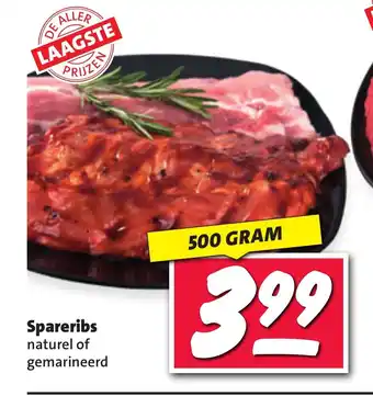 Nettorama Spareribs naturel of gemarineerd 500 GRAM aanbieding