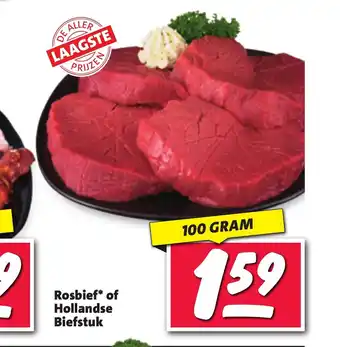 Nettorama Rosbief* of Hollandse Biefstuk 100 GRAM aanbieding