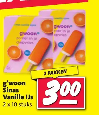 Nettorama g'woon Sinas Vanille IJs 2 x 10 stuks aanbieding