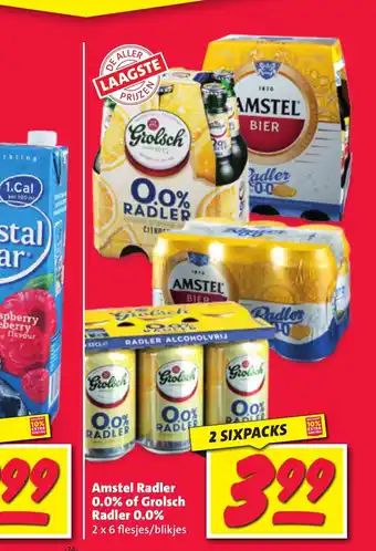 Nettorama Amstel Radler 0.0% of Grolsch Radler 0.0% 2 x 6 flesjes/blikjes aanbieding