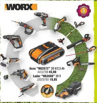 Hornbach WORX Accu WA3572 20V/2.5 Ah aanbieding