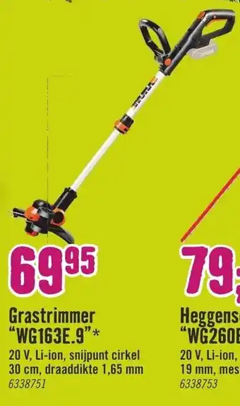 Hornbach WORX Grastrimmer WG163E.9 aanbieding