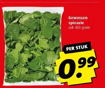 Boni Gewassen spinazie zak 450 gram aanbieding