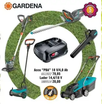 Hornbach Gardena Accu PBA 18V/4.0 Ah aanbieding