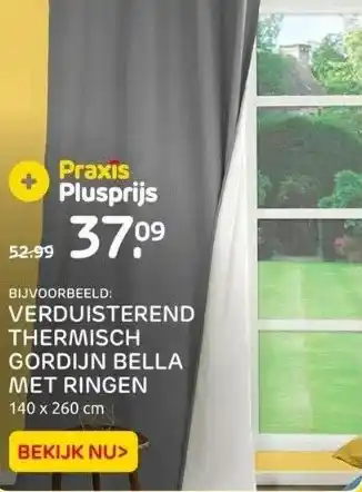 Praxis Verduisterend thermisch gordijn bella met ringen 140 x 260 cm aanbieding