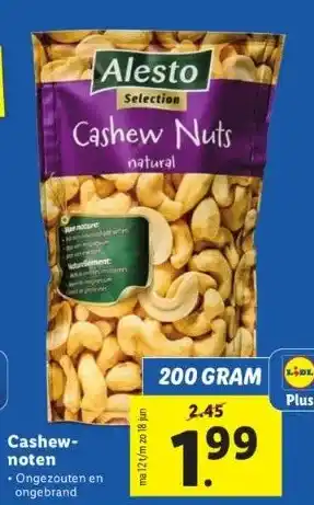 Lidl Cashewnoten aanbieding