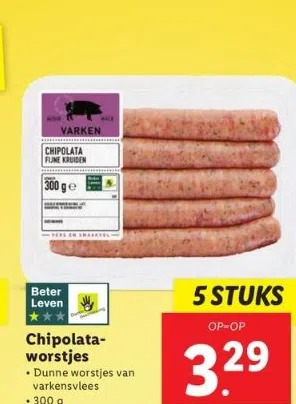 Lidl Chipolataworstjes aanbieding