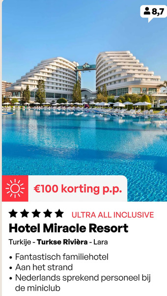 Sunweb Hotel miracle resort aanbieding