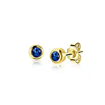 Zinzi September oorknoppen 4mm gold plated met geboortesteen blauw saffier zirconia aanbieding