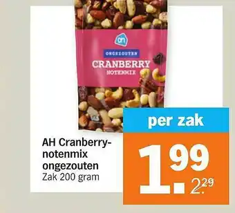 Albert Heijn AH Cranberrynotenmix Ongezouten aanbieding