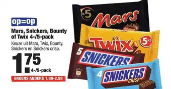 ALDI Mars, Snickers, Bounty Of Twix 4--5-Pack aanbieding