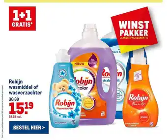 Makro Robijn Wasmiddel Of Wasverzachter 1+1 Gratis aanbieding