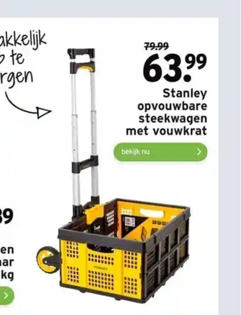 GAMMA Stanley opvouwbare steekwagen met vouwkrat aanbieding