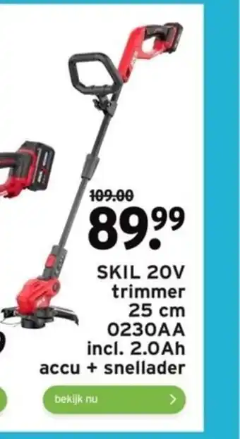 GAMMA SKIL 20V trimmer 25 cm 0230AA incl. 2.0Ah accu + snellader aanbieding