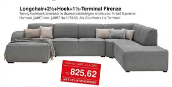 Woonsquare Longchair+2½+Hoek+1½-Terminal Firenze Trendy Hoekbank aanbieding