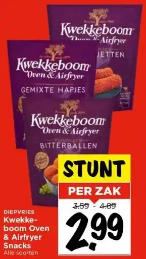 Vomar Voordeelmarkt Diepvries kwekkeboom oven & airfryer snacks alle soorten aanbieding