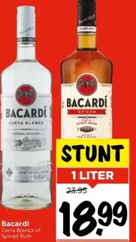 Vomar Voordeelmarkt Bacardi carta blanca of spiced rum aanbieding