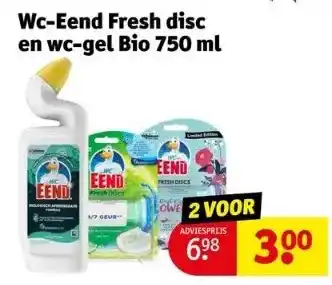 Kruidvat Wc-eend fresh disc en wc-gel bio 750 ml aanbieding