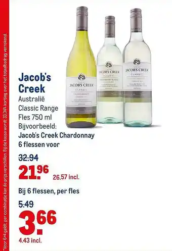 Makro Jacob's Creek Australië Classic Range aanbieding