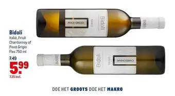 Makro Bidoli Italië, Friuli Chardonnay Of Pinot Grigio aanbieding