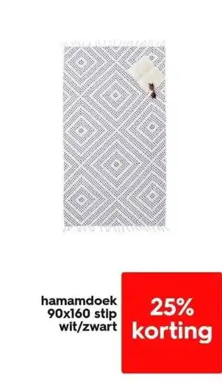 HEMA Hamamdoek 90x160 stip wit/zwart aanbieding