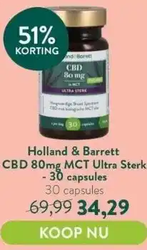 Holland & Barrett Cbd 80mg mct ultra sterk - 30 capsules aanbieding