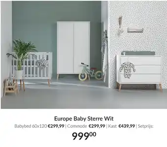 Babypark Europe Baby Sterre Wit aanbieding