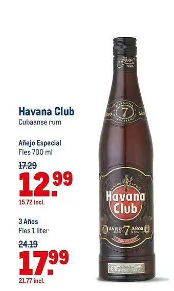 Makro Havana Club Cubaanse Rum, Añejo Especial Of 3 Años aanbieding