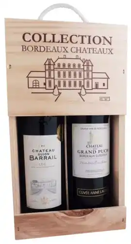 Gall & Gall Bordeauxkist chateau barrail & chateau grand puch 150cl wijn aanbieding