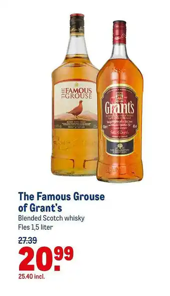 Makro The Famous Grouse Of Grant's Blended Scotch Whisky aanbieding