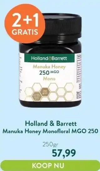 Holland & Barrett Manuka honey monofloral mgo 250 aanbieding