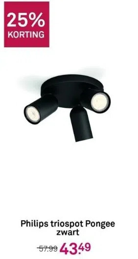 Karwei Philips triospot pongee zwart aanbieding